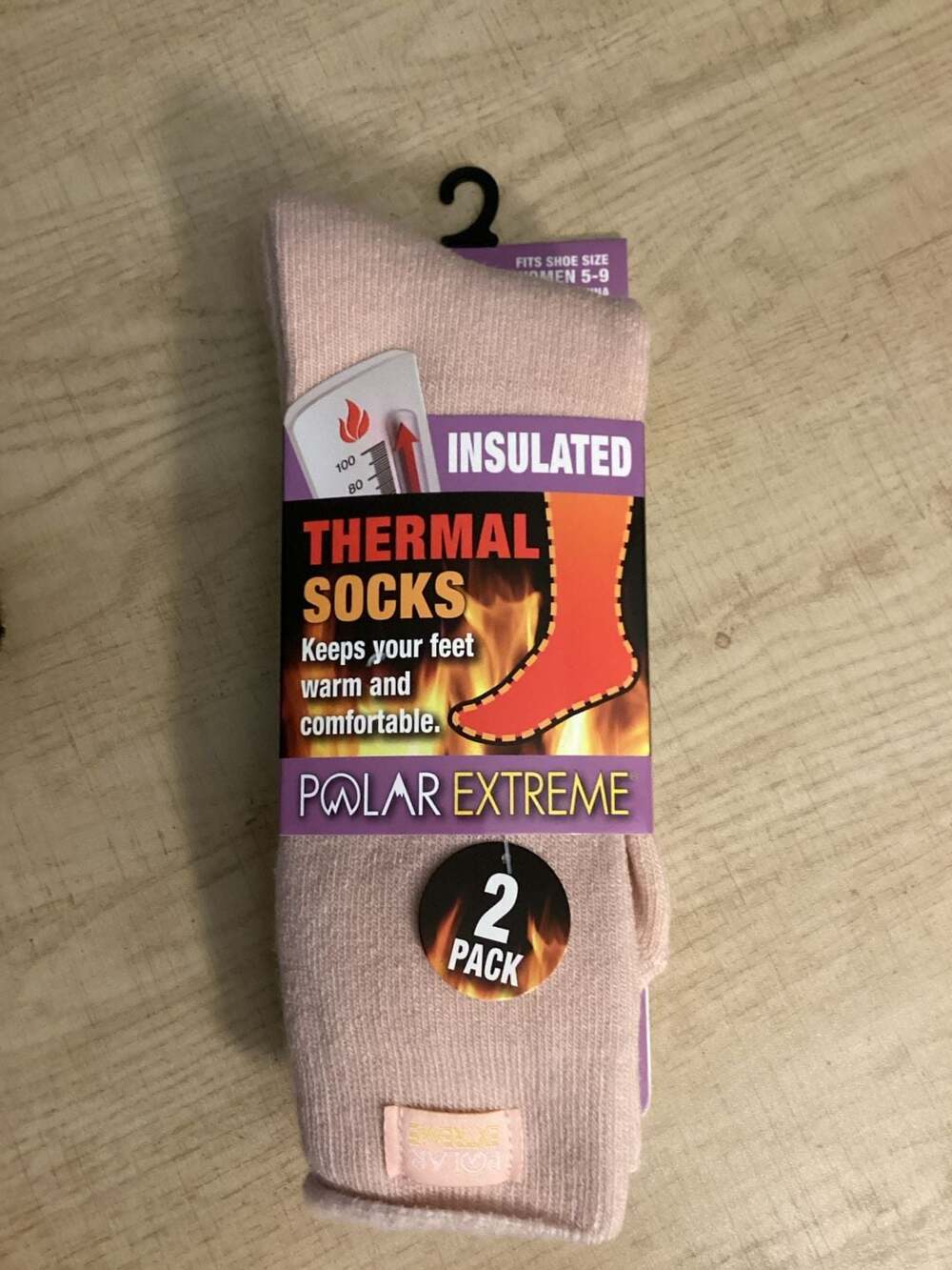 Polar Extreme Insulated Thermal Socks Women 5-9 2-Pack Blue White